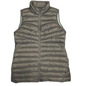 LAND’S END Women Sz XL Gray Ultralight Wanderweight Packable Down Vest Full Zip